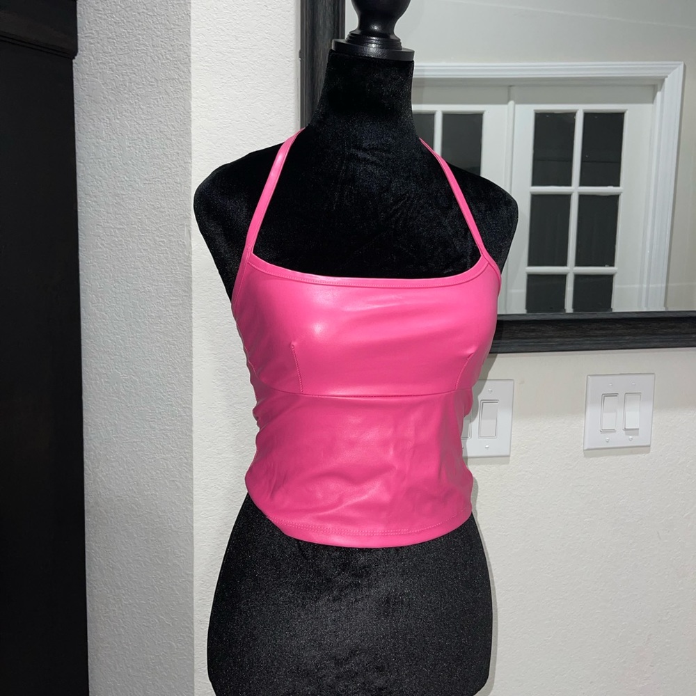 Size small, pink leather night out top